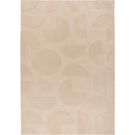 Tapis beige à motifs géométriques poil court robuste - 150 x 80 cm (1/5)