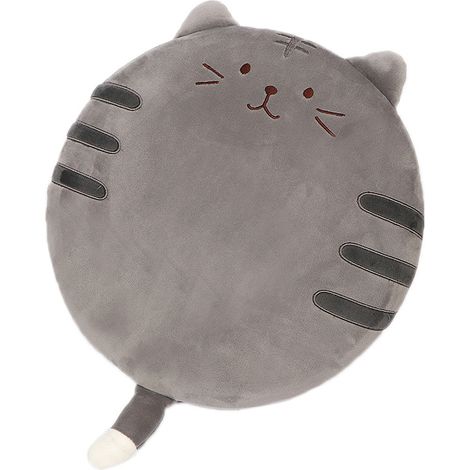 Coussin rond imprimé cartoon pour salon, rembourrage élastique et moelleux, housse respirante, gris. (1/5)