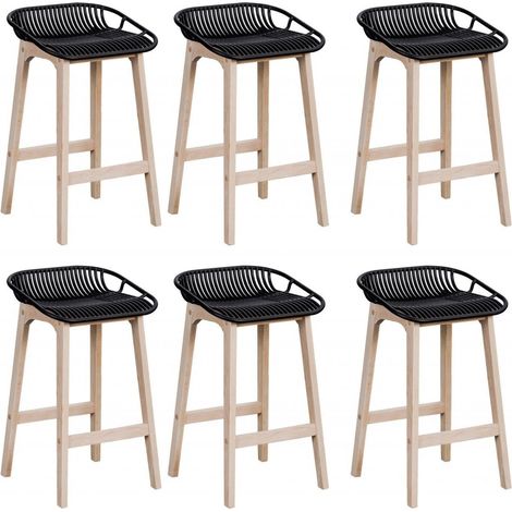 Set di sedie da bar e isola in rovere MALMO da 65 cm con seduta in plastica (1/5)