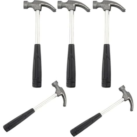 Lot de 5 marteaux de charpentier - Jouets de camping pour enfants - Double marteau incurvé - Outil industriel - Petit marteau domestique en métal - Coude noir pour enfant (1/5)