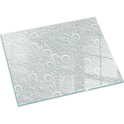 Plaque Rectangulaire décorative imprimée pour cheminée protection de sol avec impression décorative Motif végétal élégant 80x60 cm (1/5)