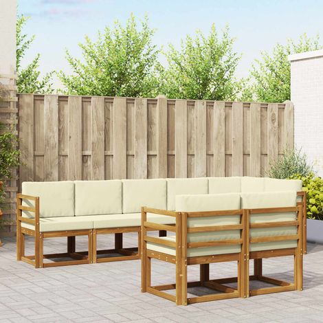vidaXL Outdoor-Sofagarnitur mit Kissen 8 pcs Natur und Creme (1/5)
