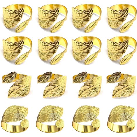 Ronds de serviette, lot de 16, décorations de fête dorées (1/5)