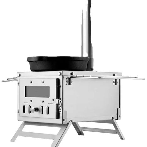 Poêle à bois, 80 pouces, design portable, noir (1/2)