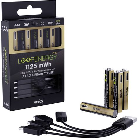 Verico LoopEnergy Pro AAA1125 Batteria ricaricabile USB-C ® Li-Ion 750 mAh 1.5 V 4 pz. (1/3)