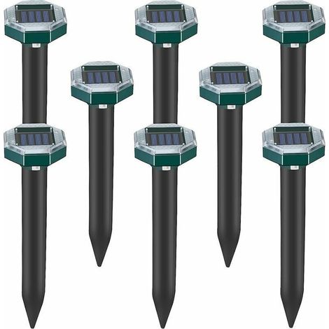 Lot de 8 pics répulsifs à ultrasons pour taupes, serpents et campagnols à énergie solaire pour pelouse, jardin et cour, répulsif à sardines (1/5)