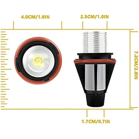 ampoules LED Angel Eyes Halo Ring étanches pour feux de stationnement compatibles avec BMW E39 E59 E53 E60 E63 E64 E65 E83 E87 6312694048 63126916097 63126929309 (ambre) (1/3)