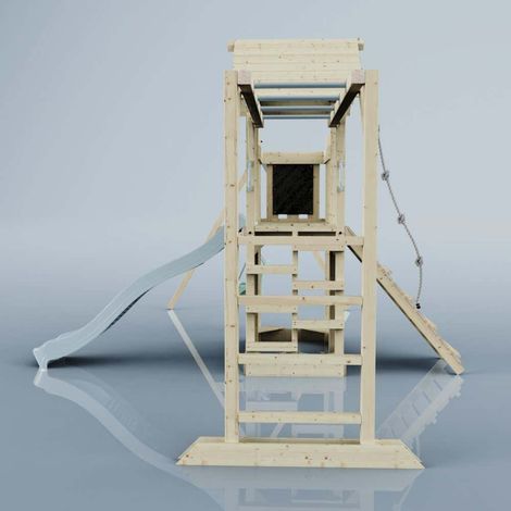 PolarPlay Spielturm Helsingborg aus Holz in BlauBabyschaukel