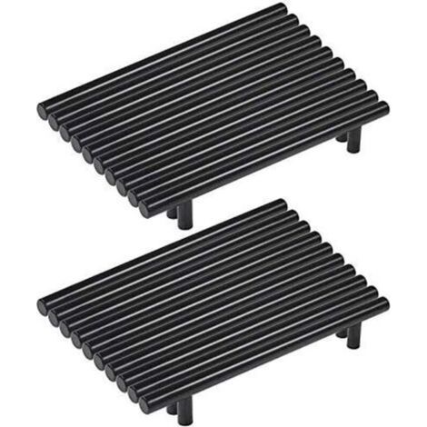 Set di 20 maniglie per mobili da cucina in acciaio inox nero, maniglie a barra a T nere, maniglie per cucina, Ø 12 mm (interasse fori: 160 mm) (1/4)