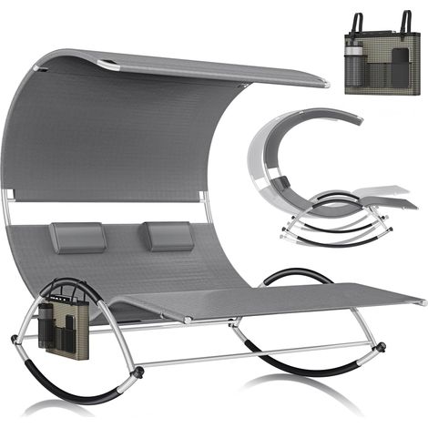 Kesser – Chaise longue double avec toit solaire – Ergonomique pour 2 personnes – Tissu synthétique respirant – Charge max 220 kg – Dimensions 140x168x189 cm (1/5)