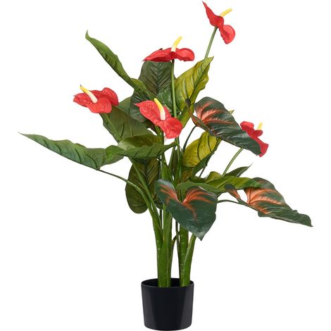 Pianta artificiale in vaso decorazione moderna in plastica per interni 95 cm verde Anthurium