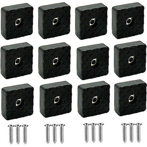 12Pièces,Noir Patin de Chaise carrés 30mm,deplace Meuble Tapis Anti Bruit Patin antiderapant, pour Protection du Sol pour chaises et Meubles, (1/5)