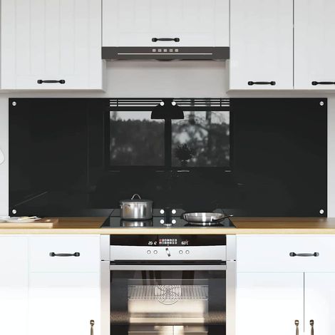 Küchenrückwand 2 pcs Schwarz 80 x 60 cm Gehärtetes Glas