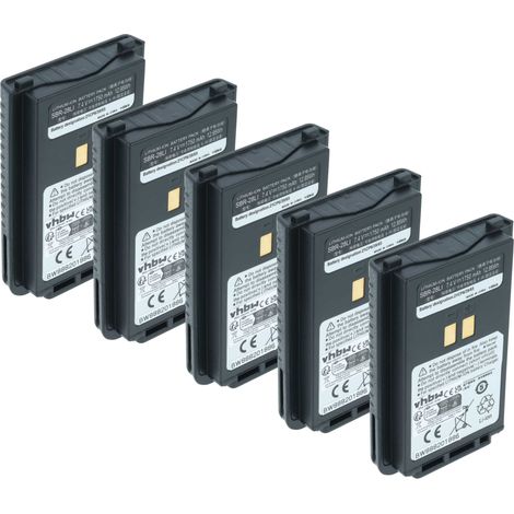 vhbw 5x Akku kompatibel mit Yaesu FT-4VR, FT-4VE, FT-4XE, FT-4VX, FT-4XR Funkgerät, Walkie Talkie (1750 mAh, 7,4 V, Li-Ion)