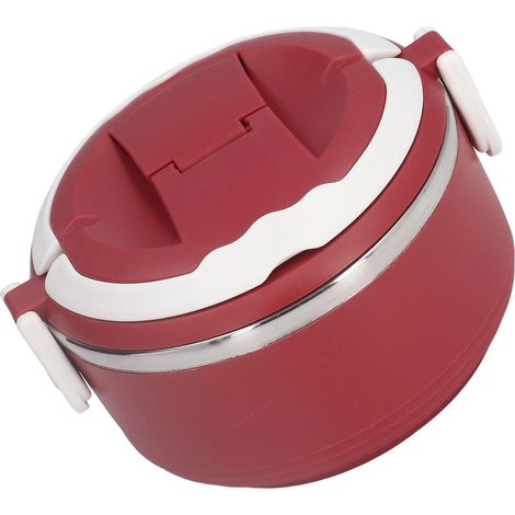 Boîtes à bento de style japonais, boîte à lunch isotherme portable en acier inoxydable pour l'école et le bureau, simple couche rouge [201 doublure] (1/5)