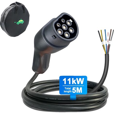 Cable de carga para vehículos eléctricos, compatible con Tipo 2, clasificación IP67, 5 m (1/2)