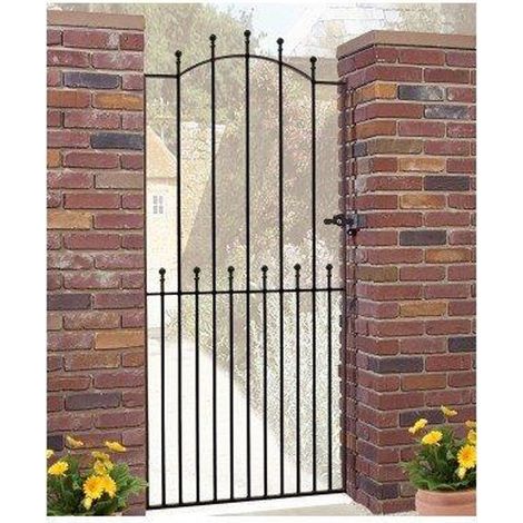 Manor Tall Bow Top Single Gate - Solid Steel - Fits Gap of 914 mm x 1930 mm High - Electro Galvanised/Black Powder Coated