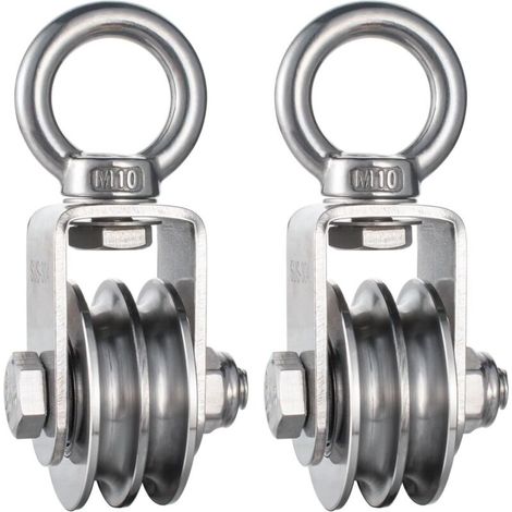 Bardusch-Lot 2 poulies doubles – inox – corde 8 mm – charge 500 kg – 2 roulements billes (1/4)