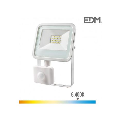 Foco proyector led con sensor de presencia 20 w, 1520 lm, 6400 k, luz fría, 12,4 x 4,5 x 15,8 cm