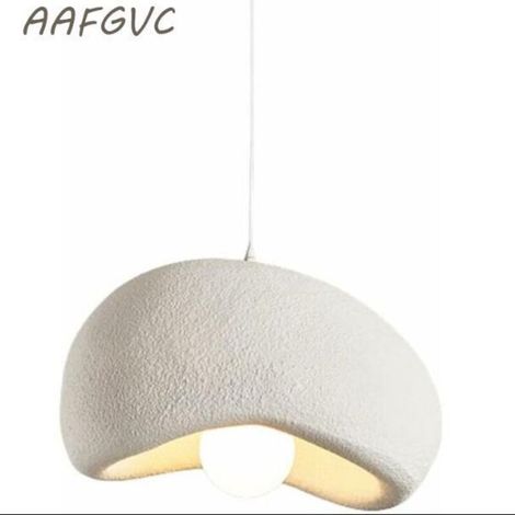 Suspension moderne en polystyrène 40cm – Lampe suspendue E26 pour cuisine et restaurant – Hauteur réglable – Style wabi-sabi