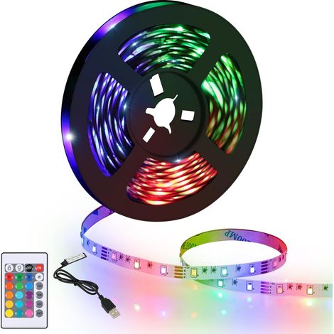 Striscia LED 5M, LED RGB Luminosa Flessibile, Striscia LED Luce Multicolore con Telecomando per Camera da Letto, Cucina, TV, Festa (1/5)