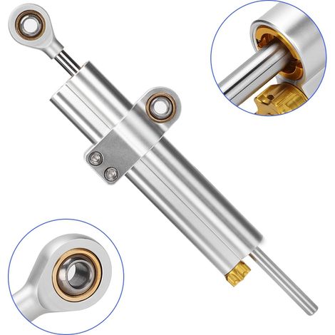 Universeller Motorrad-Lenkungsdämpfer aus CNC-gefräster Aluminiumlegierung, Lenkerstabilisator-Zubehör, silberfarben (1/5)
