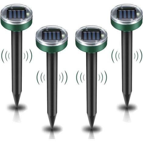 Tigrezy 4er-Pack Solar-Maulwurfsvertreiber, Ultraschall-Maulwurfsvertreiber, intelligenter Solar-Maulwurfsjäger, kombiniert Geräusche und ist wasserdicht, 26 cm (1/4)
