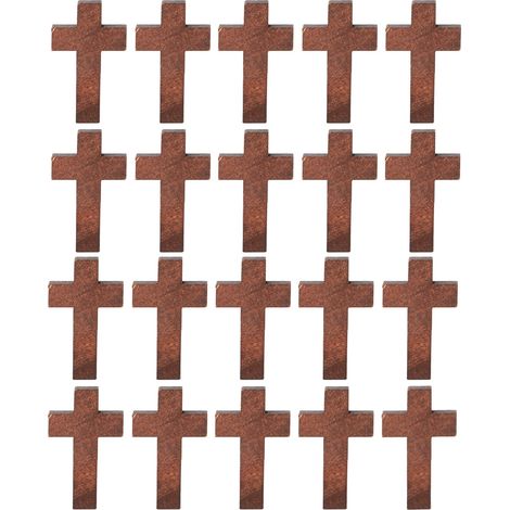Lot de 20 décorations artisanales en bois, forme crucifix, couleur café, pour chrétiens et catholiques, art mural Jésus. (1/5)