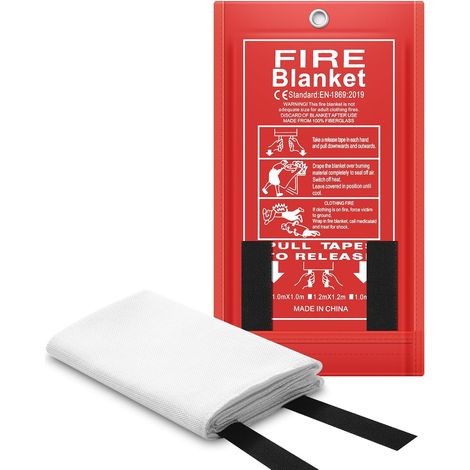 Lot de 4 couvertures Anti-feu pour la Maison et la Cuisine,100x100cm couvertures Anti-feu en Fibre de Verre d'urgence pour Les Gens, Protection Ignifuge et Isolation Thermique (1/5)