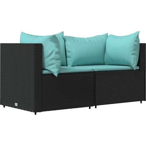 Maison Exclusive - Divani Angolari da Giardino con Cuscini 2pz in Polyrattan Nero