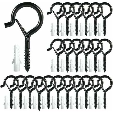 Crochets à visser 25 pièces – Acier antirouille 55 x 25 mm – Avec tubes d'expansion pour installation facile – Pour suspension plantes et luminaires (1/5)
