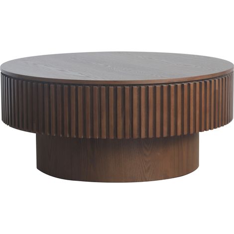 Mesa Redonda 75 cm con Almacenamiento - Mesa de Centro Estilo Moderno en Madera (1/5)