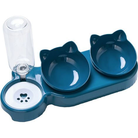 Langsam fressender Hundenapf mit Kippschutzboden, erhöhtem Dreikammer-Spender für Futter und Wasser (dunkelblau) (1/5)