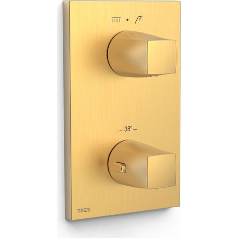 TRES 21125001OM THERM-BOX Pieza Vista para Caja Empotrada de 2 Vías Color Oro Mate 24K - ref: 21125001OM