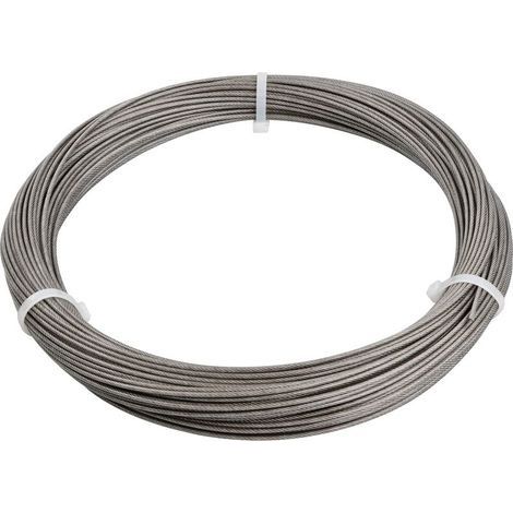 50M Câble Métallique, Câble Acier Inoxydable 304 PVC Enduit 6mm, Corde à Linge Inox 7x19 Extra Fort, Cable en Acier pour Rideaux, Fil de Suspension pour Cadre Photos Miroir Jardin Bricolage Extérieur (1/5)