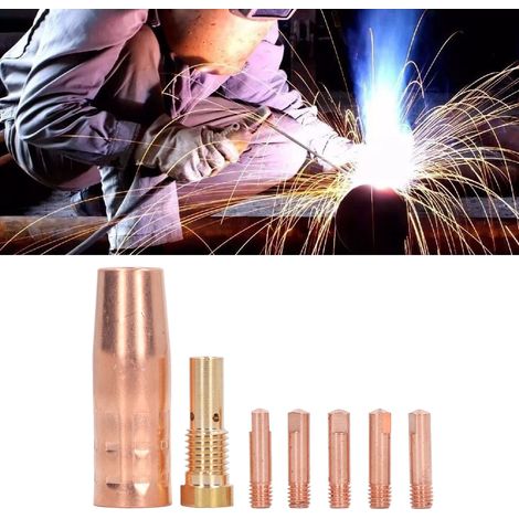 Kit de buse de protection tout cuivre 0,8 mm Chicago Electric modèle 170 pour torche de soudage MIG, compatible avec les modèles Century FC90/80GL, Forney Easy Weld, Titanium Easy Flux, Lincoln et Cra (1/5)