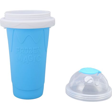 Schnell-Eiswürfelbecher, Zauber-Gefrierbecher, Silikonbecher für gefrorene Smoothies, Instant-Slush-Maker (Löffelfarbe zufällig) Blau (1/5)