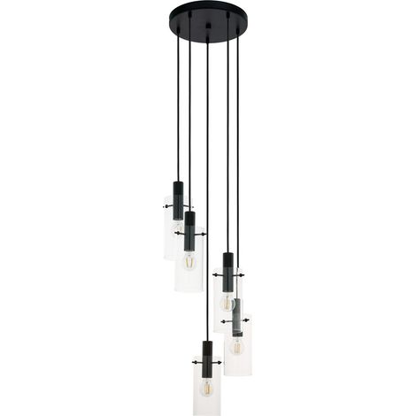 Lampadario Industrial Montefino 5 Luci Acciaio Nero (1/5)
