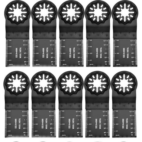 Lames de scie rotatives pour outil multifonction lot de 10 noires avec changement rapide pour coupe du métal plastique et bois (1/4)