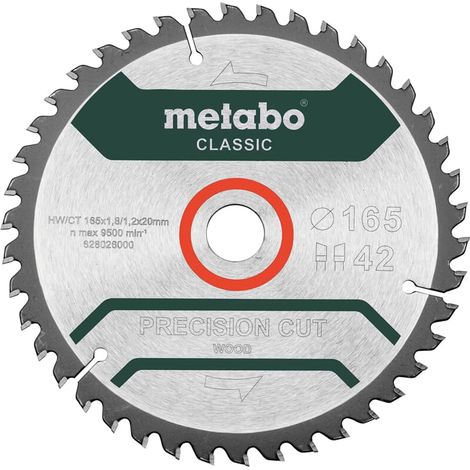 METABO Sägeblatt "precision cut wood - classic", 165x1,8/1,2x20 Z42 WZ 5° (628026000)
