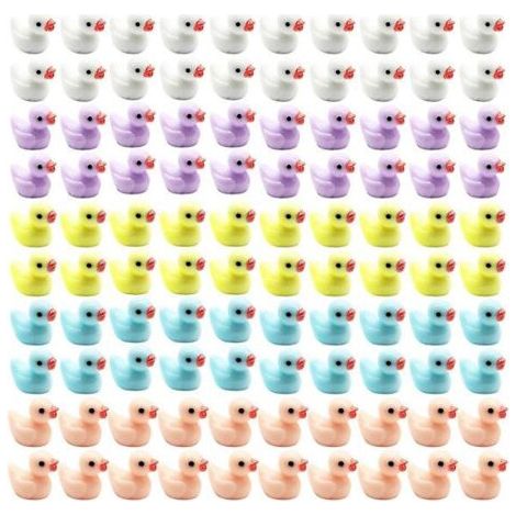 Set mit 100 Mini-Enten aus Kunstharz für einen Feengarten (1/5)