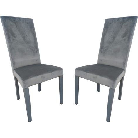 Sedia in Velluto con gambe verniciate GRIGIO mod.DENVER Set da 2 (1/2)