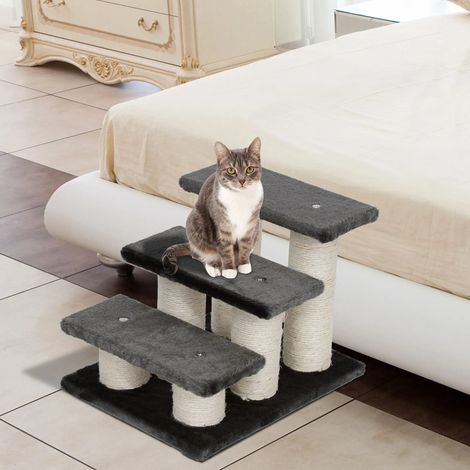 Escalera para gatos y perros de 3 peldaños, 45 x 35 x 34 cm, tablero de partículas, gris DESVIAE (1/5)
