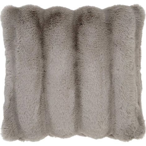 INGVAR - Coussin 45x45cm Fourrure synthétique Doublé Polyester Beige