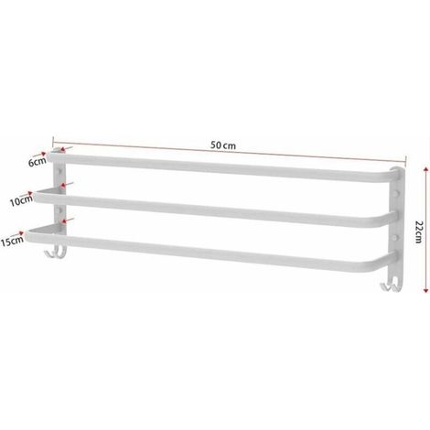 Wandmontierter Handtuchhalter, Badezimmer-Handtuchhalter, Handtuchablage mit Haken, Handtuchhalter aus Aluminium für Küche, Badezimmer, Hotel (Weiß, 50 cm) (1/3)