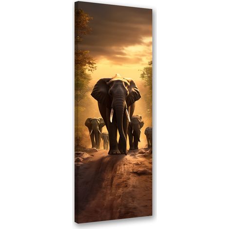 Tableau sur toile Troupeau d'éléphants 30x90 (1/5)