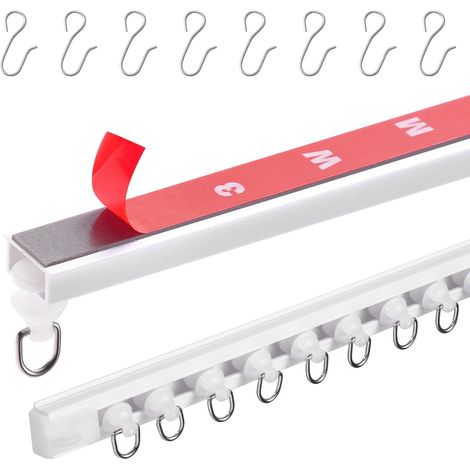 VEVOR Binario per Tende da Soffitto 3 m, Autoadesivo Sistema di Binari Scorrevoli per Tende Soffitto Senza Foratura, Binario Divisorie per Stanze, con ganci e ferramenta, per Soffitto Soggiorno Bianco (1/5)