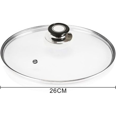 TrAdE Shop Traesio - Coperchio In Vetro Accessorio Per Padella Pentole Universale Con Foro Vapore ø18-26-30cm -    -diametro 26cm   -
