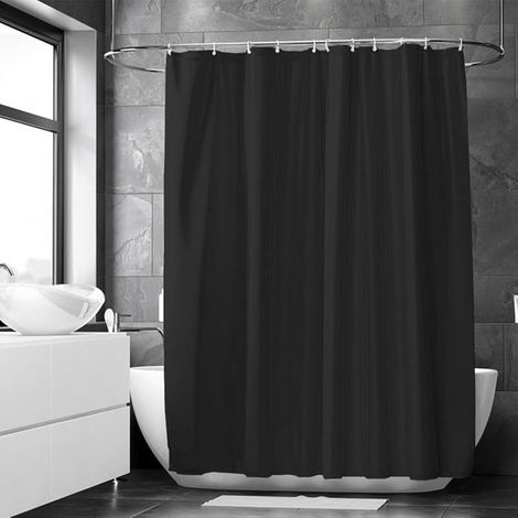 1 rideau de douche anti-moisissure, 80 x 200 cm, polyester noir, imperméable, motif moderne, pour petite salle de bain ou douche italienne (1/5)