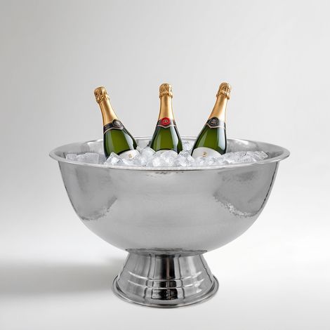 Edelstahl Chamgagnerschale gehämmert - 40 cm - Sekt und Getränke Kühlschale klassisch